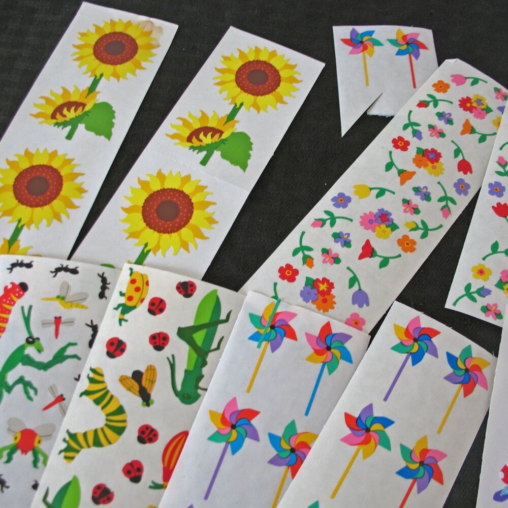 Mrs. Grossman Scrapbooking Studio, Clown, Grass, Vines, Hearts, Apples, Flowers.